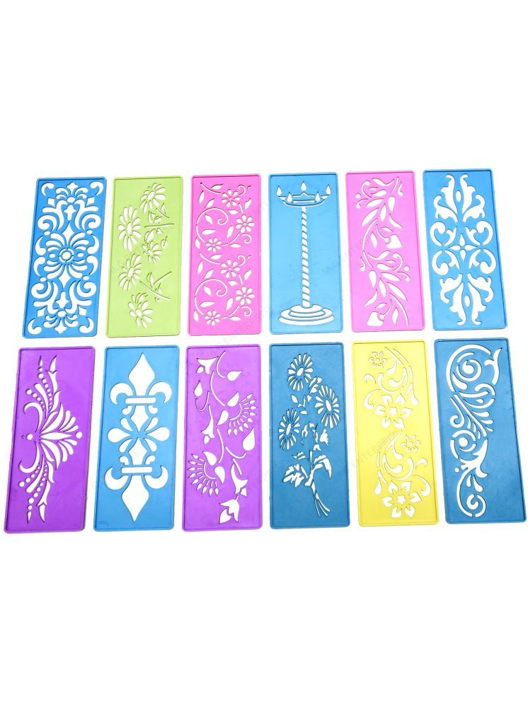     			M.G ENTERPRISE DIY Plastic Rangoli Stencils For Floor and Wall PLS-G-12 Set of 12 pc (3 in x 7 in)