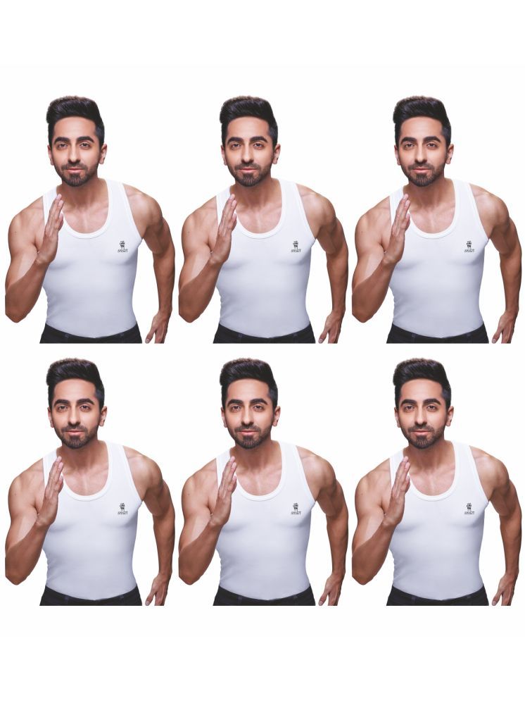     			Ranjit Pack of 6 Cotton Blend Basic Vest For Men ( White )