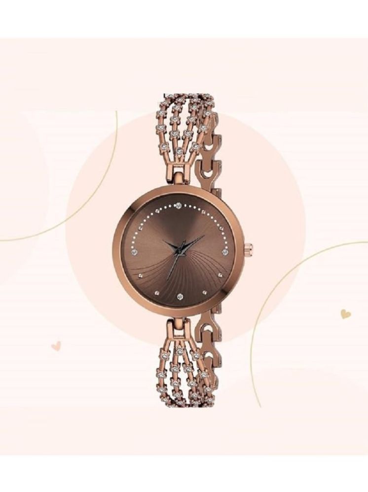     			Rhonium Brown Metal Analog Womens Watch