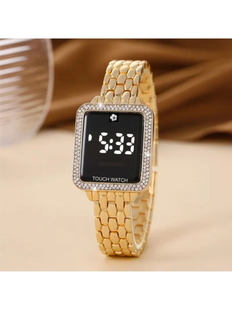     			Rhonium Gold Metal Digital Womens Watch