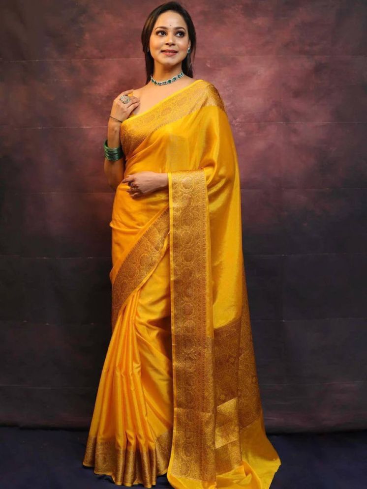     			Sanwariya Silks Pack of 1 Silk Blend Woven Saree With Blouse Piece ( Yellow )