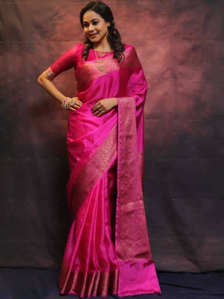     			Sanwariya Silks Pack of 1 Silk Blend Woven Saree With Blouse Piece ( Pink )