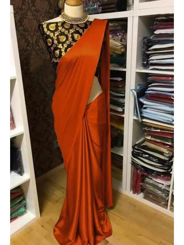     			Vkaran Pack of 1 Satin Solid Saree With Blouse Piece ( Orange )