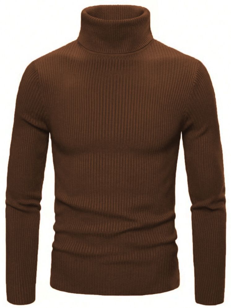     			clafoutis Polyester Slim Fit Solid Full Sleeves Men's High Neck T-Shirt - Brown ( Pack of 1 )