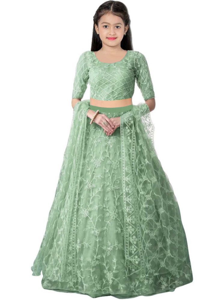     			piludi Net Lehenga Choli Set For Girls ( Pack of 1 , Pistachio )