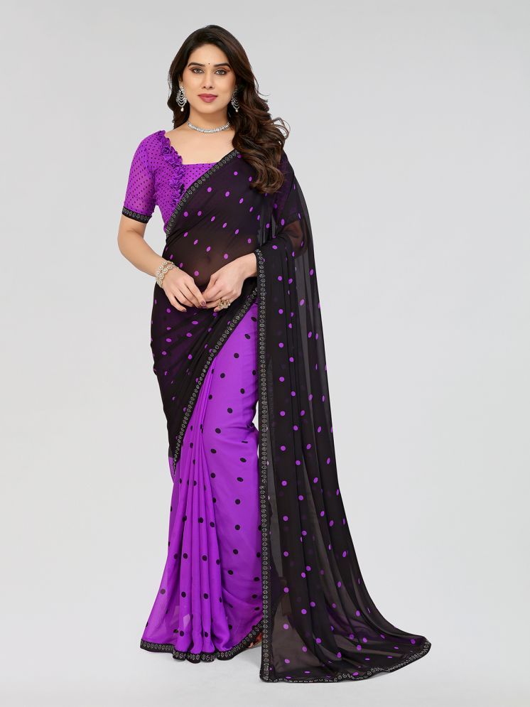     			ANAND SAREES Pack of 1 Georgette Printed Saree With Blouse Piece ( Purple )