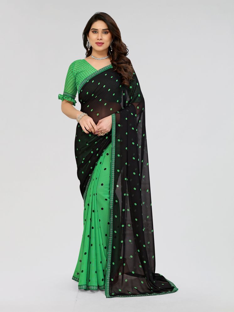     			ANAND SAREES Pack of 1 Georgette Printed Saree With Blouse Piece ( Green )