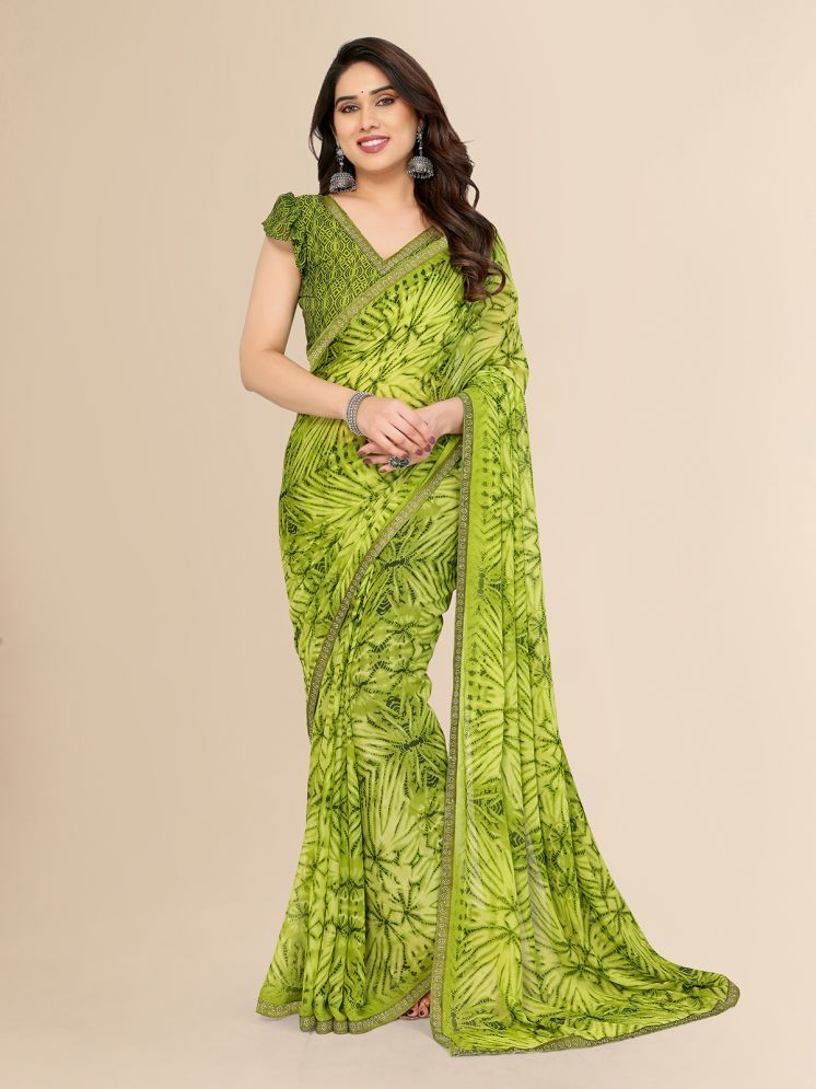     			ANAND SAREES Pack of 1 Georgette Printed Saree With Blouse Piece ( Green )