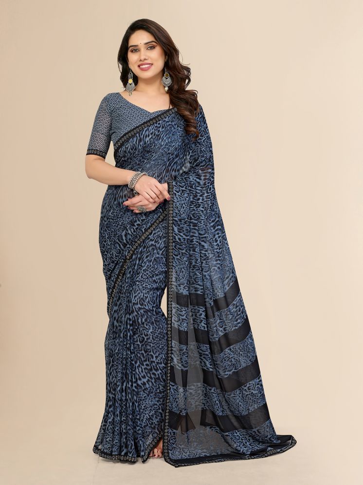     			ANAND SAREES Pack of 1 Georgette Printed Saree With Blouse Piece ( Grey )