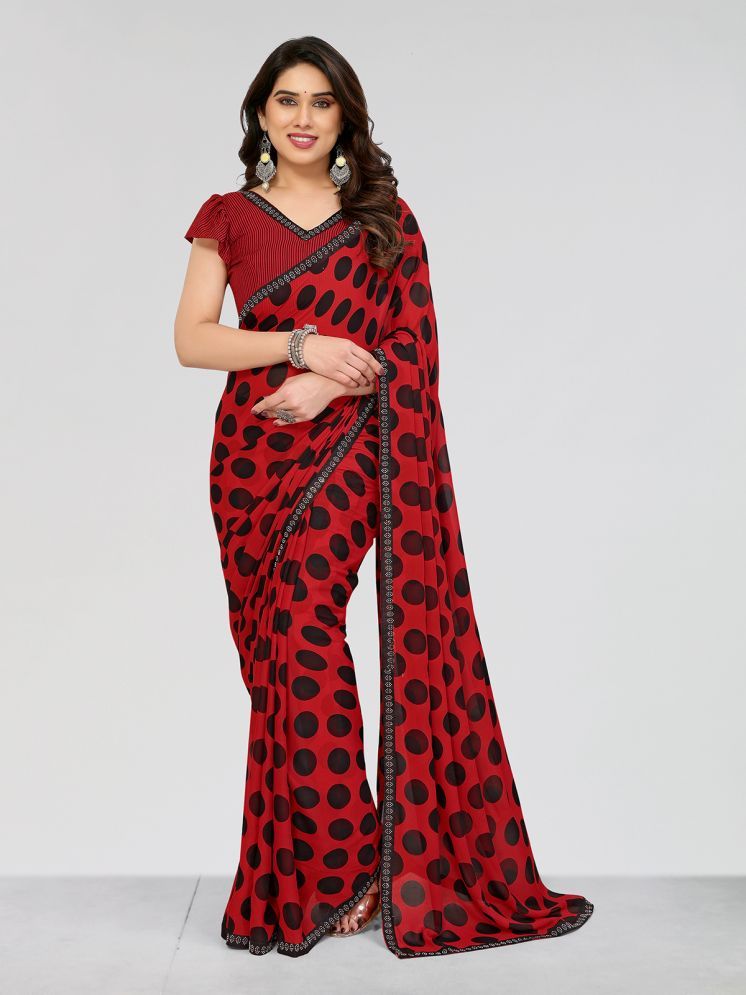     			ANAND SAREES Pack of 1 Georgette Printed Saree With Blouse Piece ( Red )