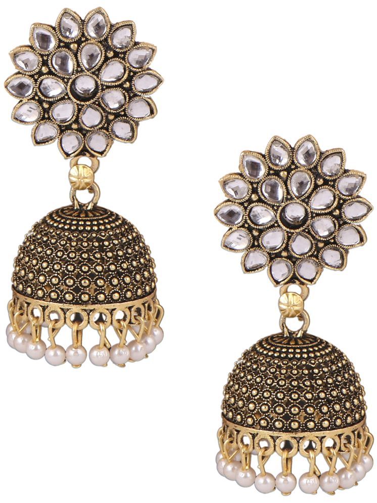     			Keviv White Jhumki Earrings ( Pack of 1 )