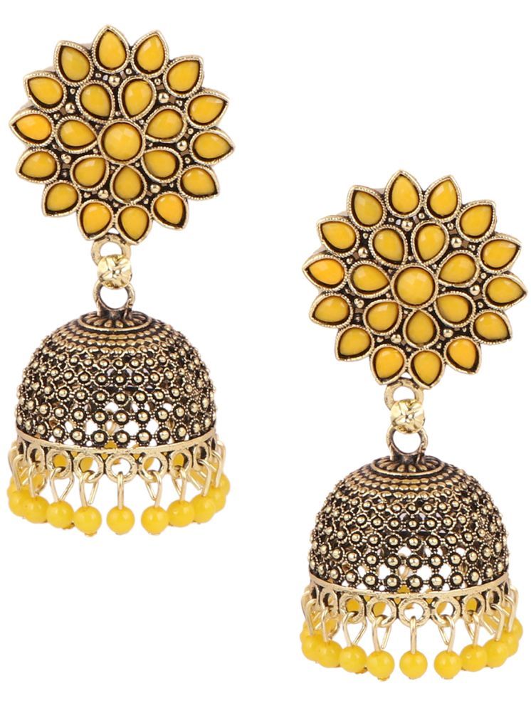     			Keviv Yellow Jhumki Earrings ( Pack of 1 )