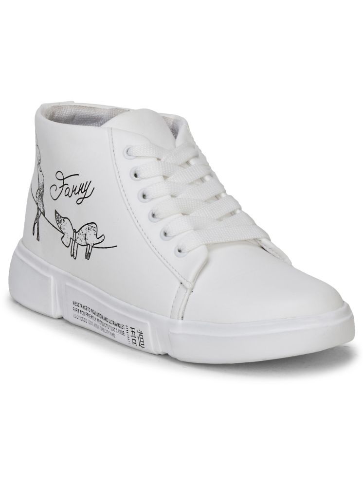     			Aroom White Women's Sneakers