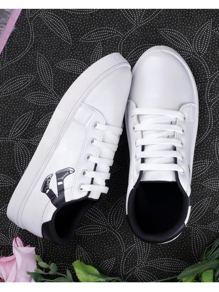     			Aroom White Women's Sneakers