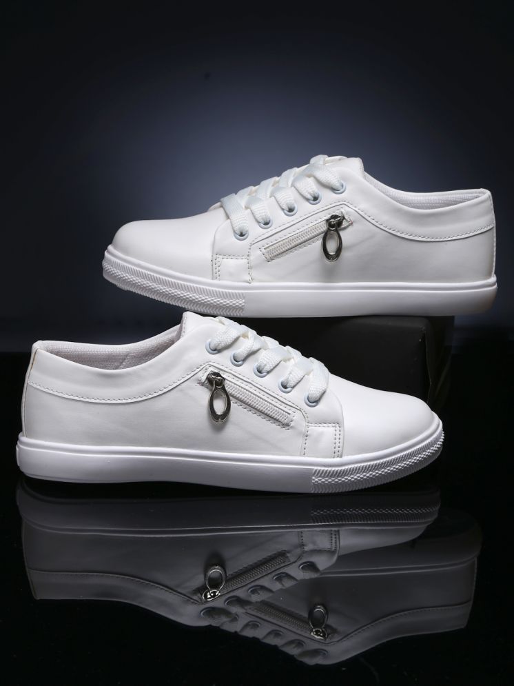     			Aroom White Women's Sneakers