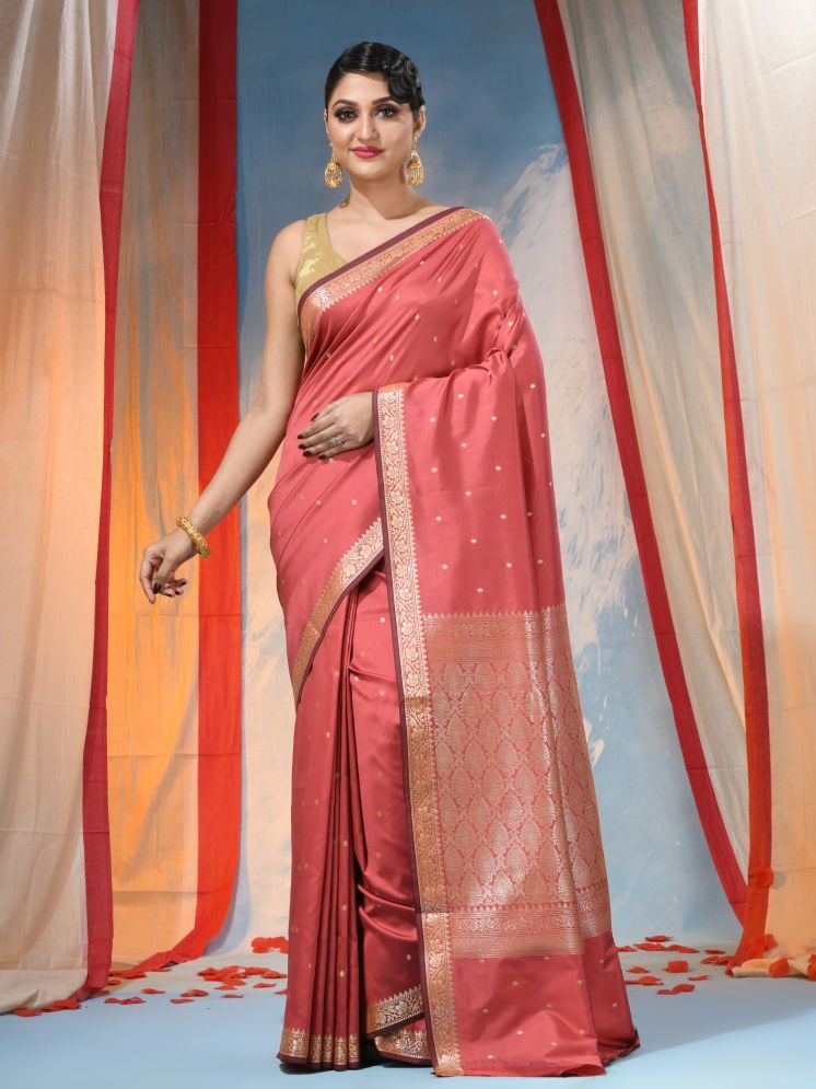     			Desh Bidesh Pack of 1 Silk Woven Saree With Blouse Piece ( Coral )