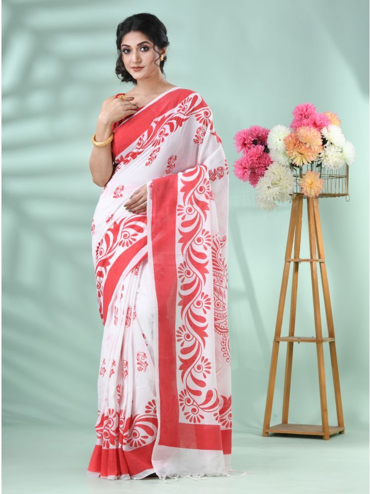     			Desh Bidesh Pack of 1 Cotton Printed Saree With Blouse Piece ( Red )