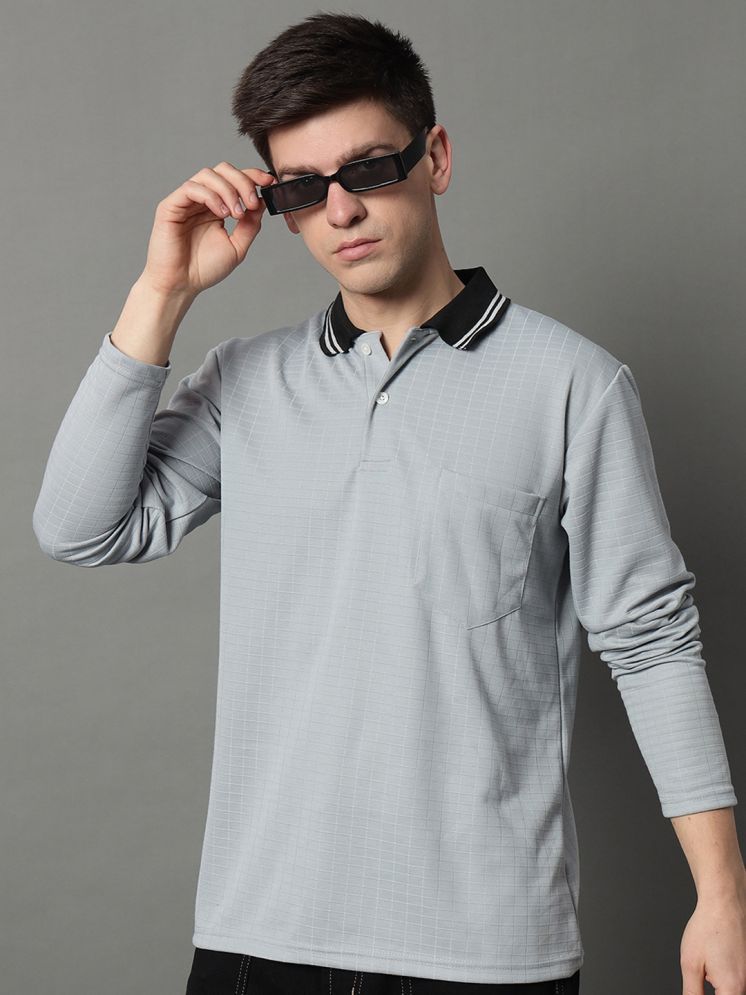     			GET GOLF Pack of 1 Cotton Blend Regular Fit Checks Full Sleeves Men's Polo T Shirt ( Grey )