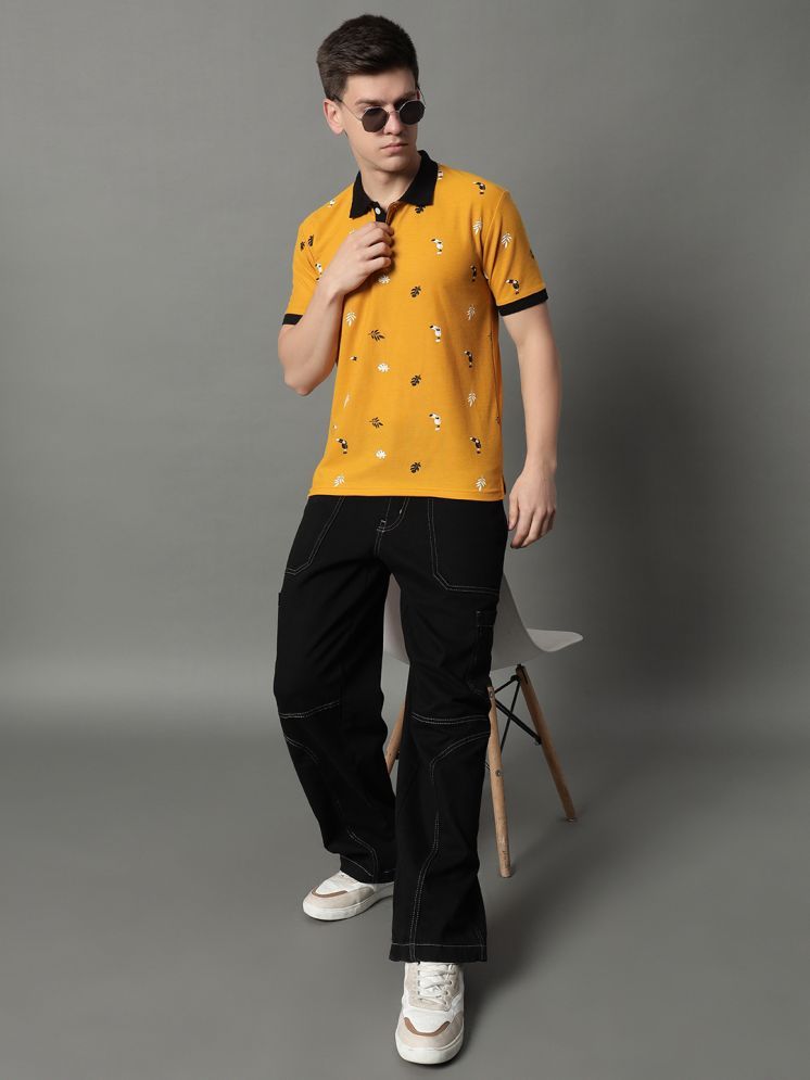     			GET GOLF Pack of 1 Cotton Blend Regular Fit Printed Half Sleeves Men's Polo T Shirt ( Mustard )