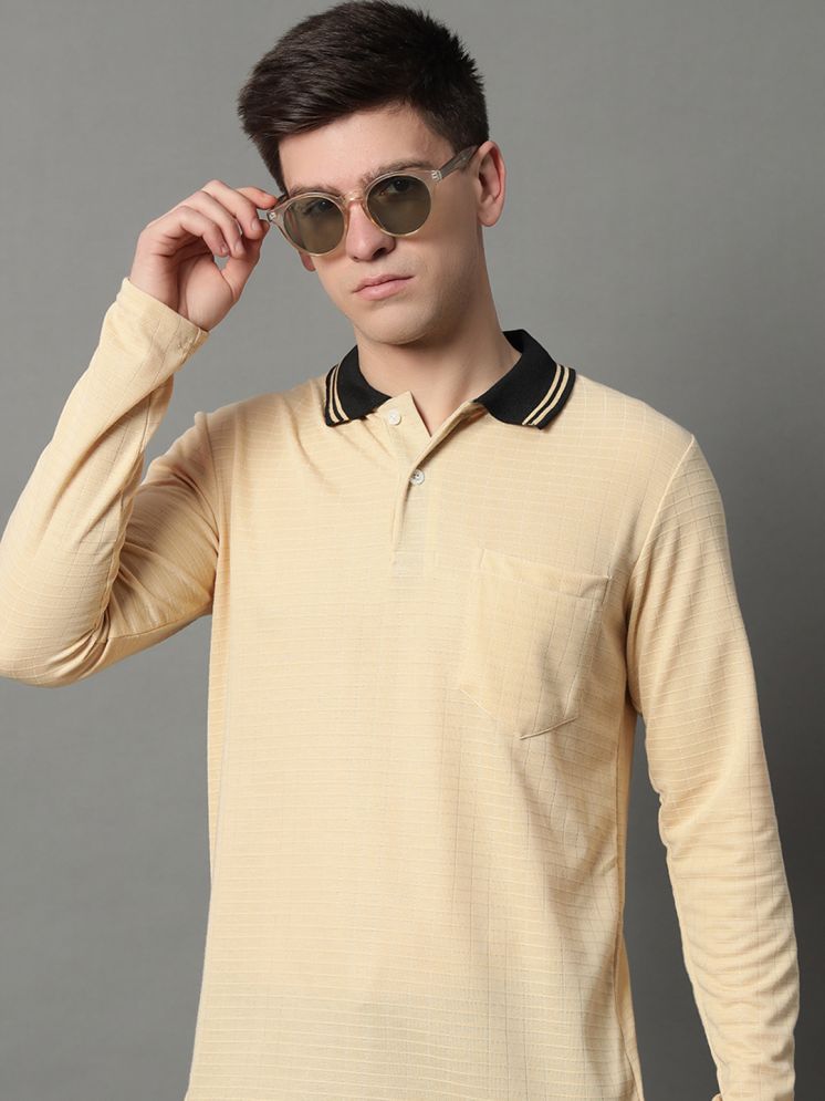     			GET GOLF Pack of 1 Cotton Blend Regular Fit Striped Full Sleeves Men's Polo T Shirt ( Beige )