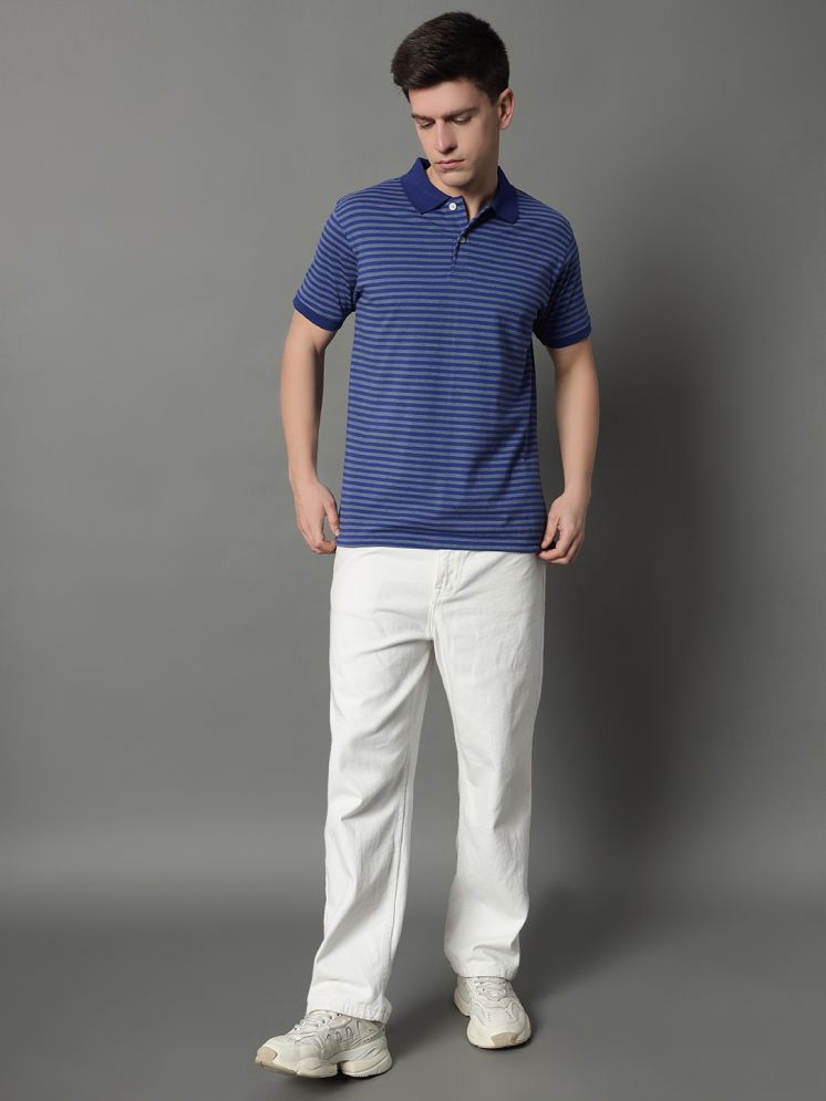     			GET GOLF Pack of 1 Cotton Blend Regular Fit Striped Half Sleeves Men's Polo T Shirt ( Blue )