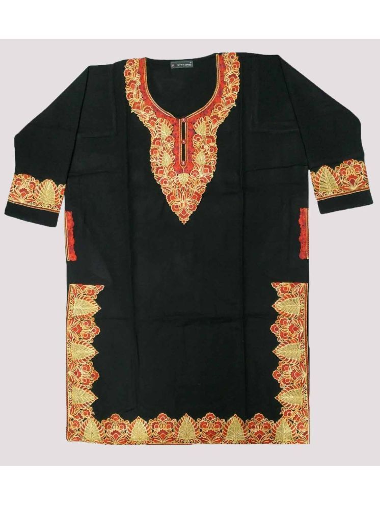     			KASHMIRI Pack of 1 Woollen Embroidered Phiran Women's Kurti - ( Black )