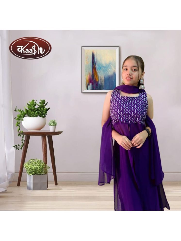     			Kaash Sequin Solid Kurti With Salwar Women's Stitched Salwar Suit - Purple ( Pack of 1 )