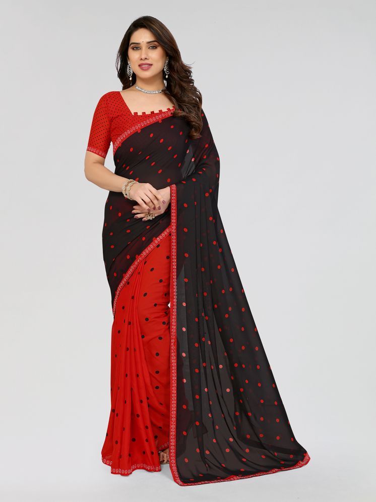     			Kashvi Sarees Pack of 1 Georgette Printed Saree With Blouse Piece ( Red )