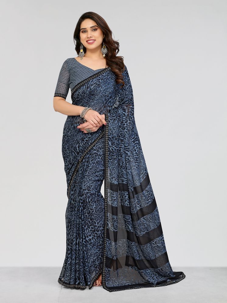     			Kashvi Sarees Pack of 1 Georgette Printed Saree With Blouse Piece ( Grey )