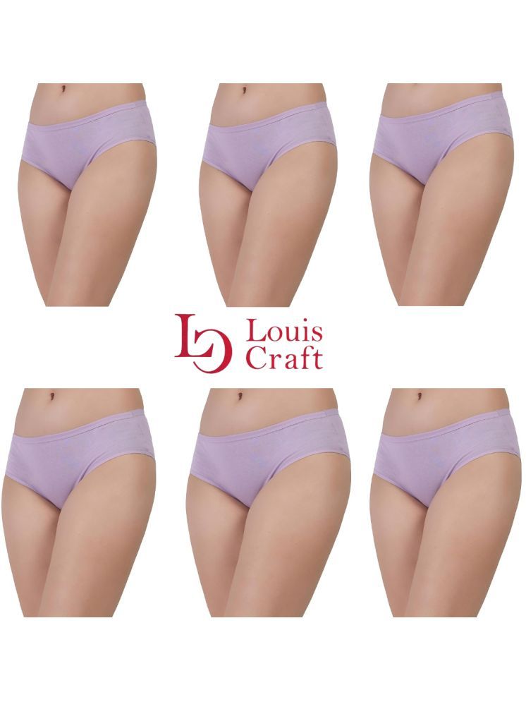     			Louis Craft Pack of 6 Cotton Lycra Hipster For Women ( Purple )