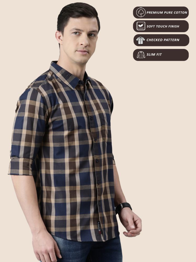     			Lucky Roger 100% Cotton Regular Fit Checks Full Sleeves Men's Casual Shirt - Brown ( Pack of 1 )