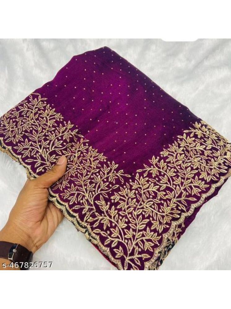     			Shivadit ethnic Pack of 1 Georgette Embellished Saree With Blouse Piece ( Purple )