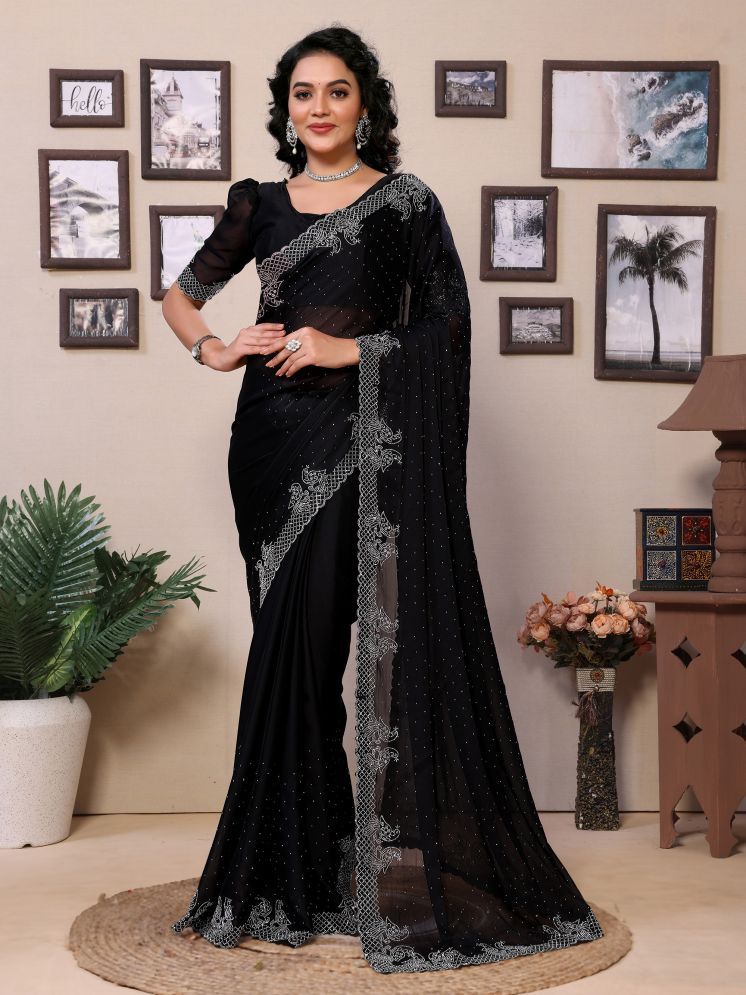     			Sindharat Fashion Pack of 1 Polyester Embellished Saree With Blouse Piece ( Black )