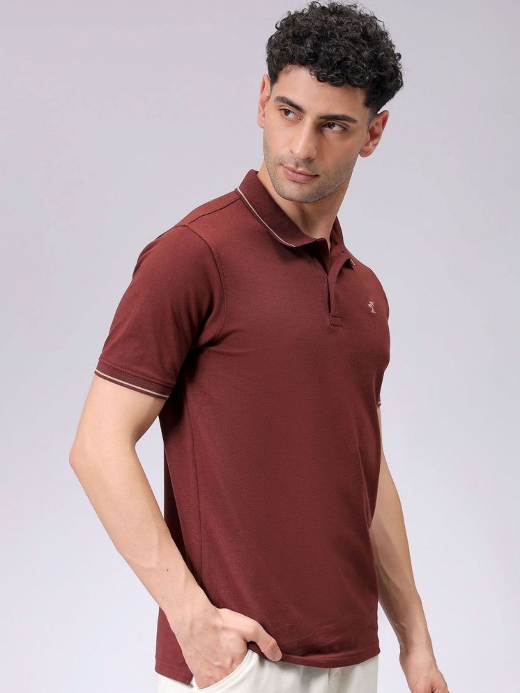     			The Indian Garage Co. Pack of 1 Cotton Blend Regular Fit Solid Half Sleeves Men's Polo T Shirt ( Brown )