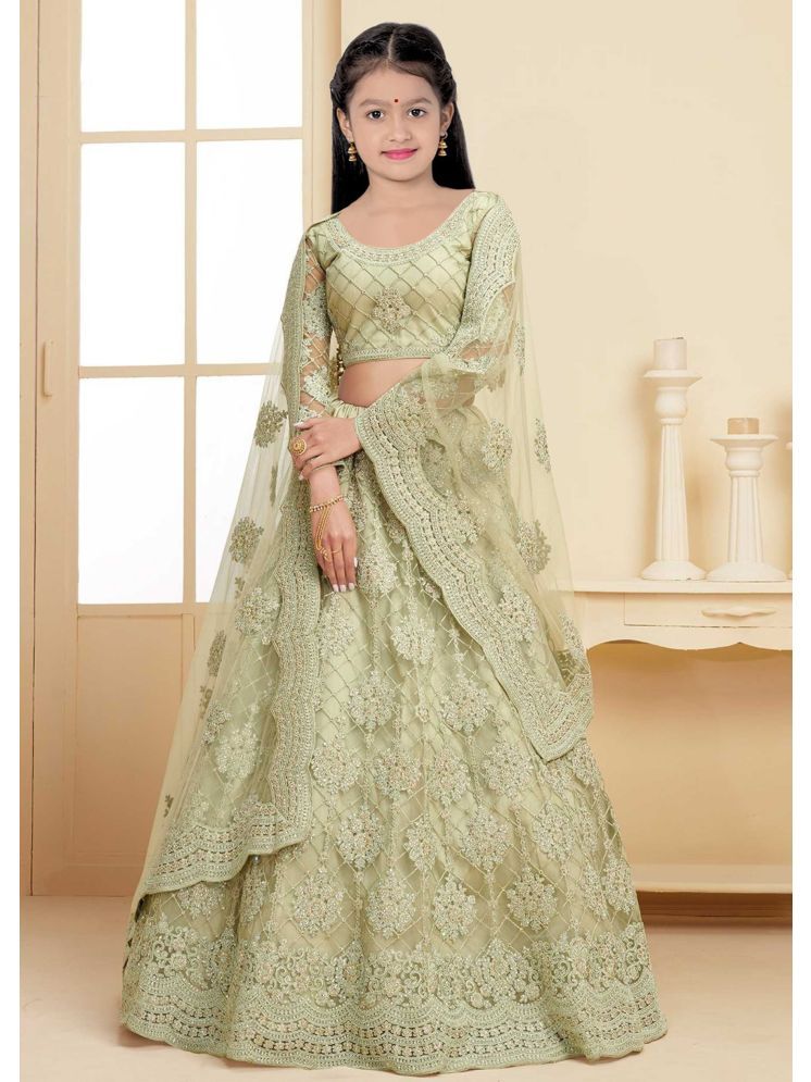     			piludi Net Lehenga Choli Set For Girls ( Pack of 1 , Pistachio )