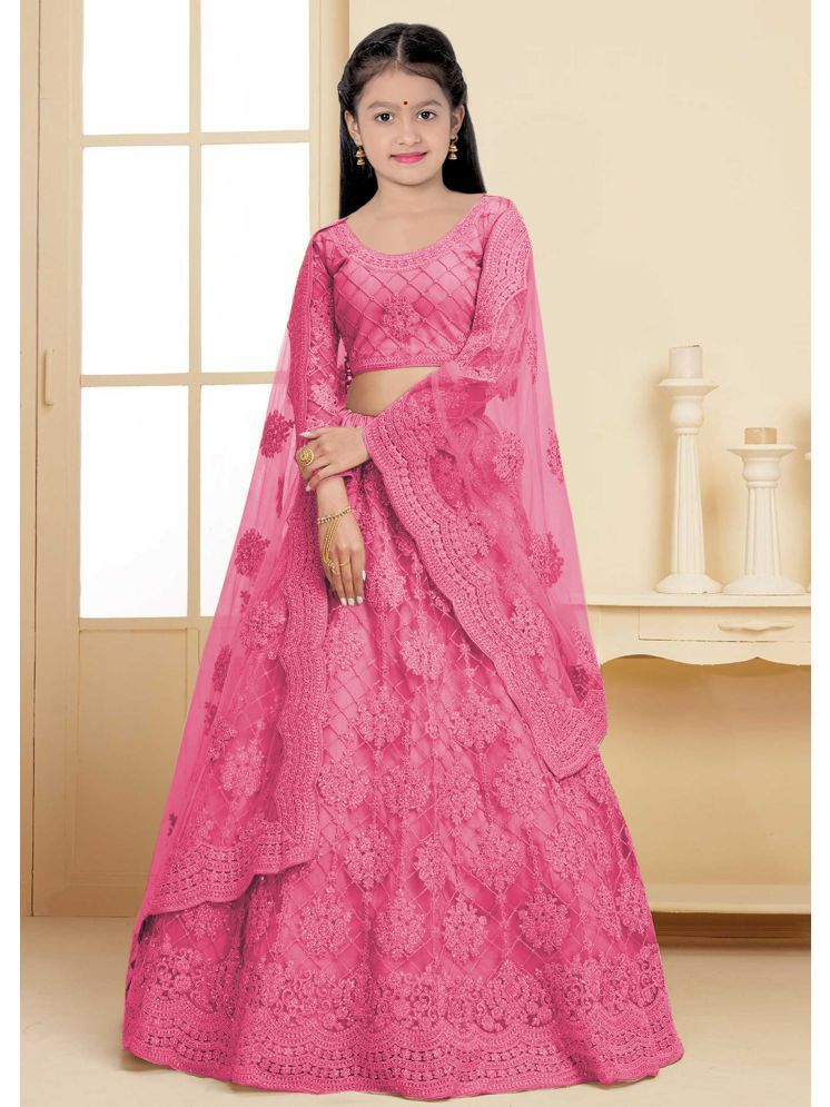     			piludi Net Lehenga Choli Set For Girls ( Pack of 1 , Pink )