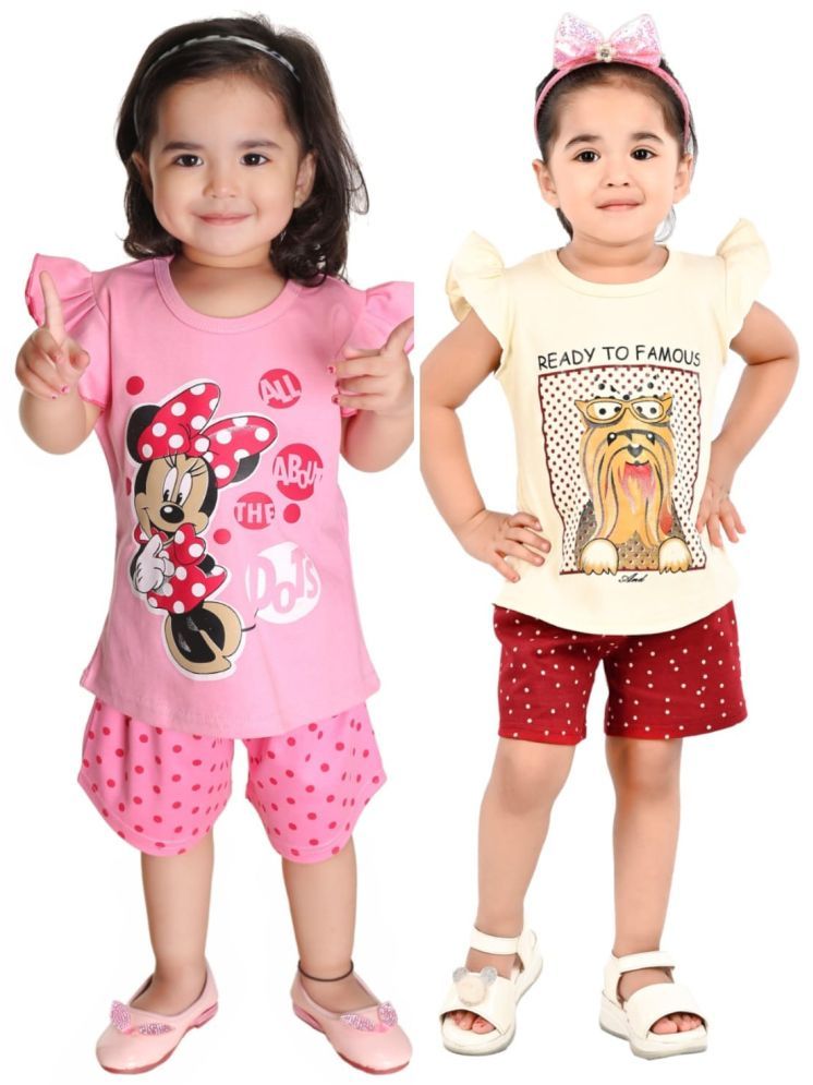     			s muktar garments Pack of 2 Baby Girls Cotton Blend Top With Shorts ( Multicolor )