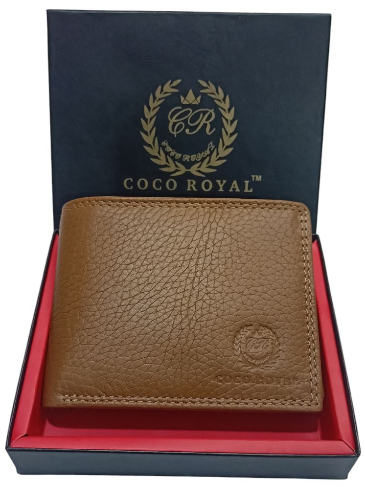     			COCO ROYAL Tan 100% Leather Men's Two Fold Wallet ( Pack of 1 )