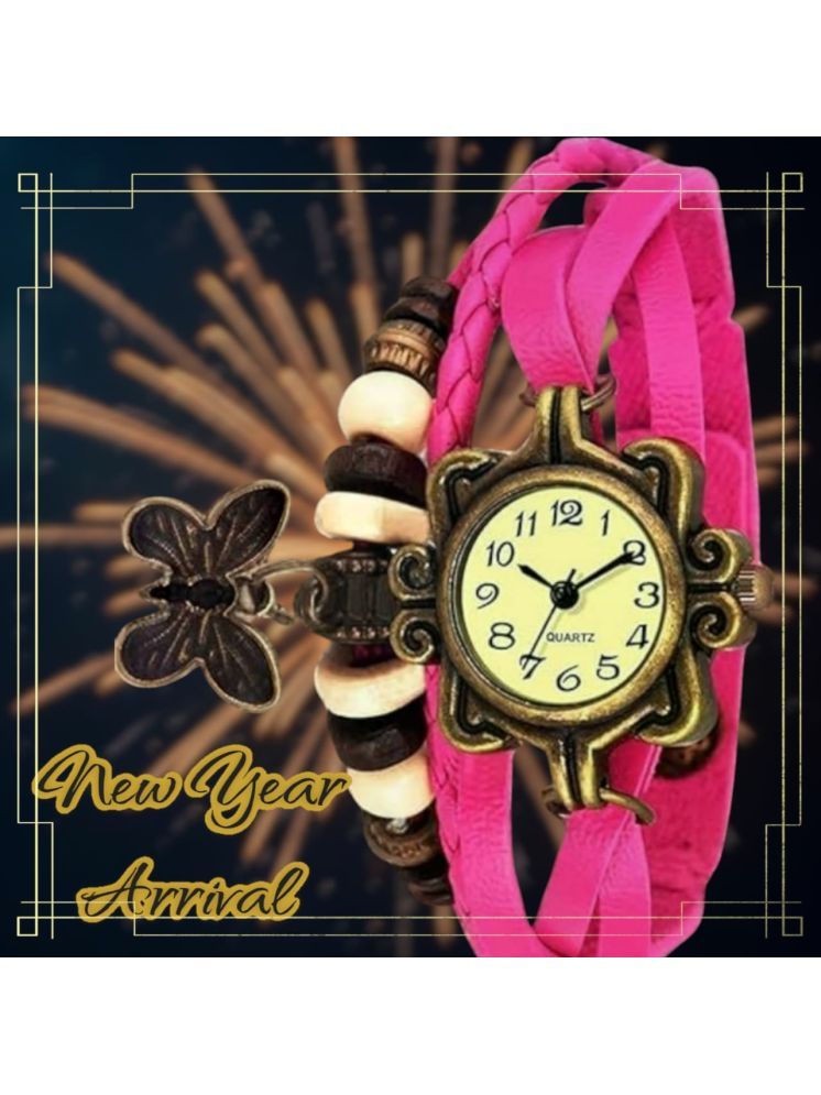     			Cosmic Pink Leather Analog Womens Watch