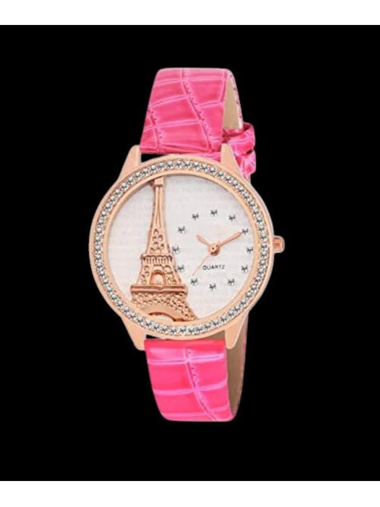     			Cosmic Pink Leather Analog Womens Watch