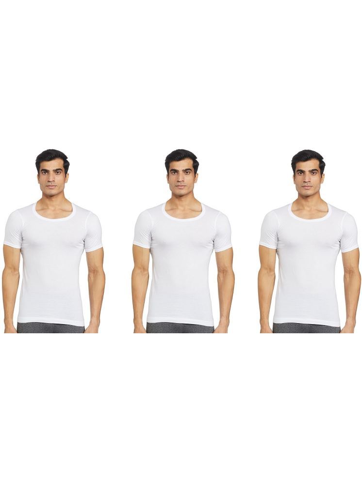     			D1 DIFFERENT ONE Pack of 3 Cotton Basic Vest For Men ( White )