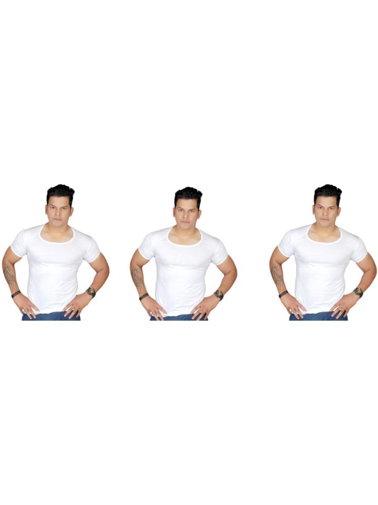     			D1 DIFFERENT ONE Pack of 3 Cotton Basic Vest For Men ( White )