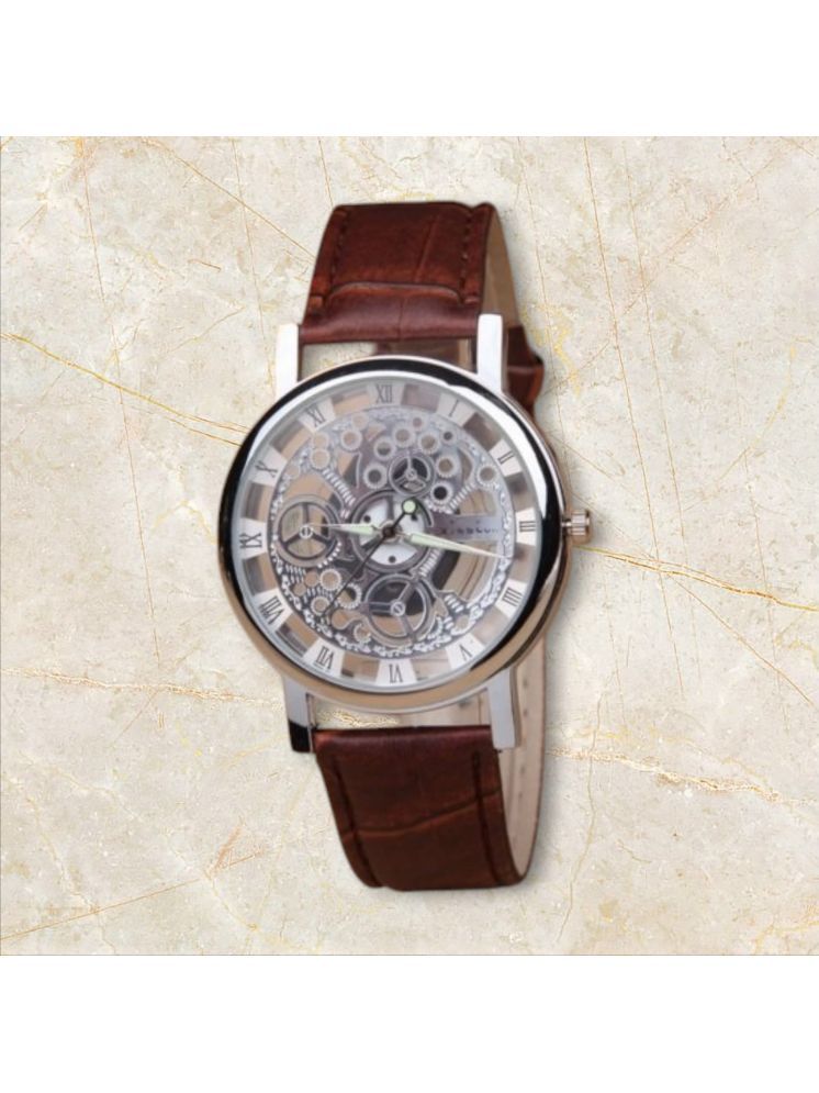     			DECLASSE Brown Leather Analog Men's Watch