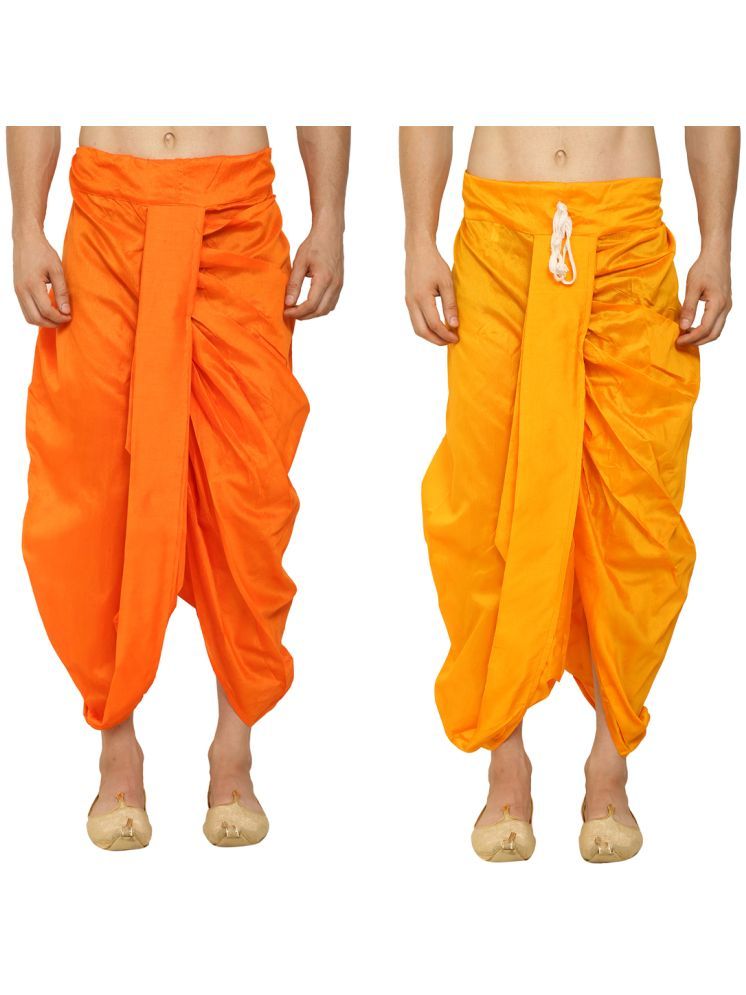     			FANZI Silk Men's Dhoti Yellow ( Pack of 2 )