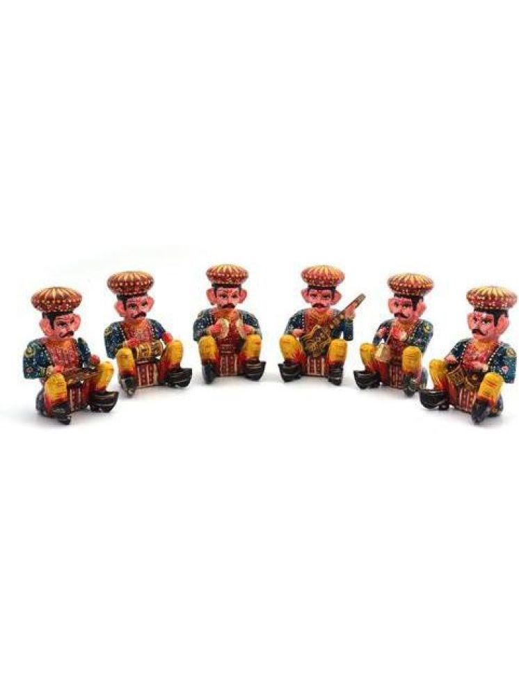     			Fashion Bizz Rajasthani Wooden Musician Bawla Decorative Showpiece - 5.4 cm, Pack of 6