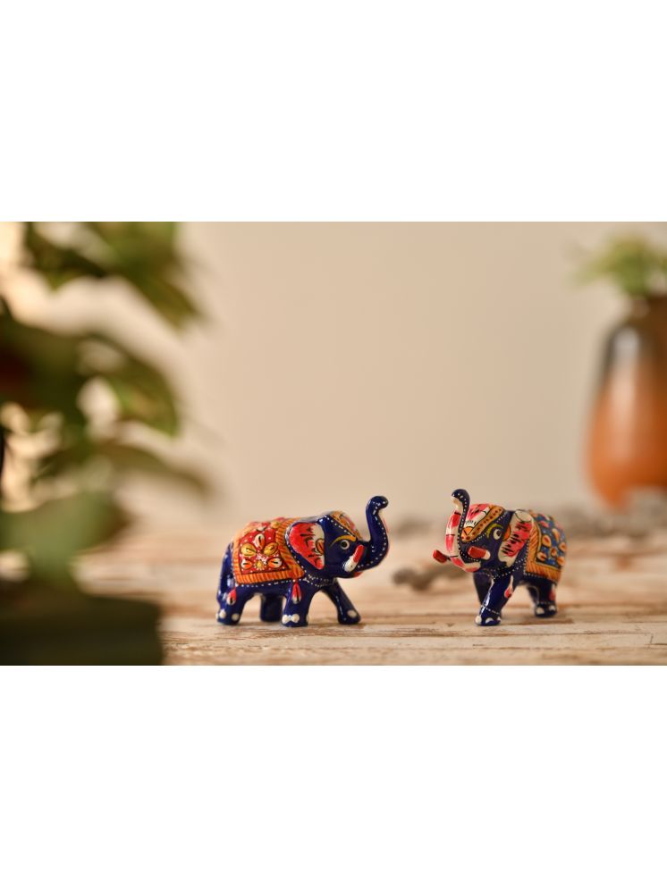     			Fksb Small Metal Elephant Statue Decorative Showpiece - 5 cm, Set of 2