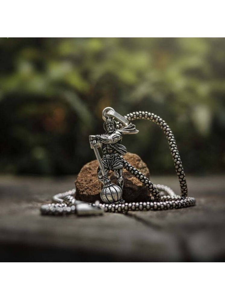     			WTM Silver Chain With Bahubali Hanuman Ji Pendant (Pack of 1)