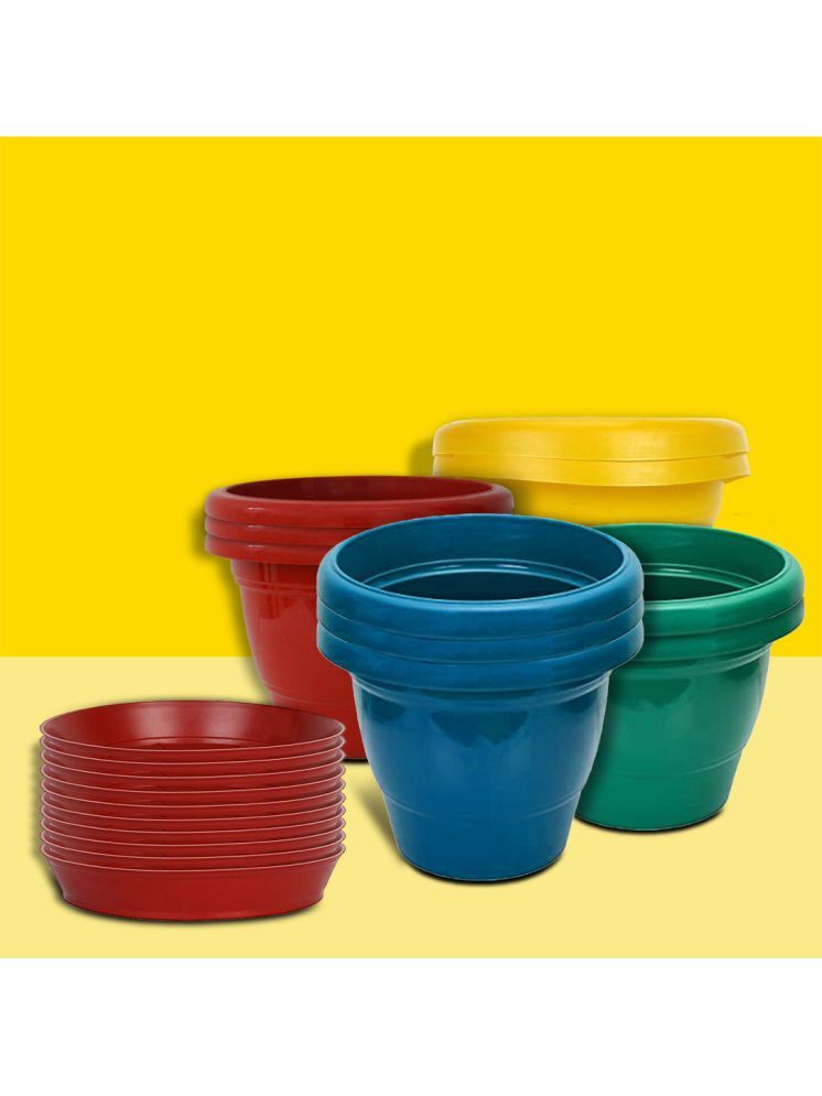     			10Club Multicolor Plastic Flower Pot ( Pack of 10 )