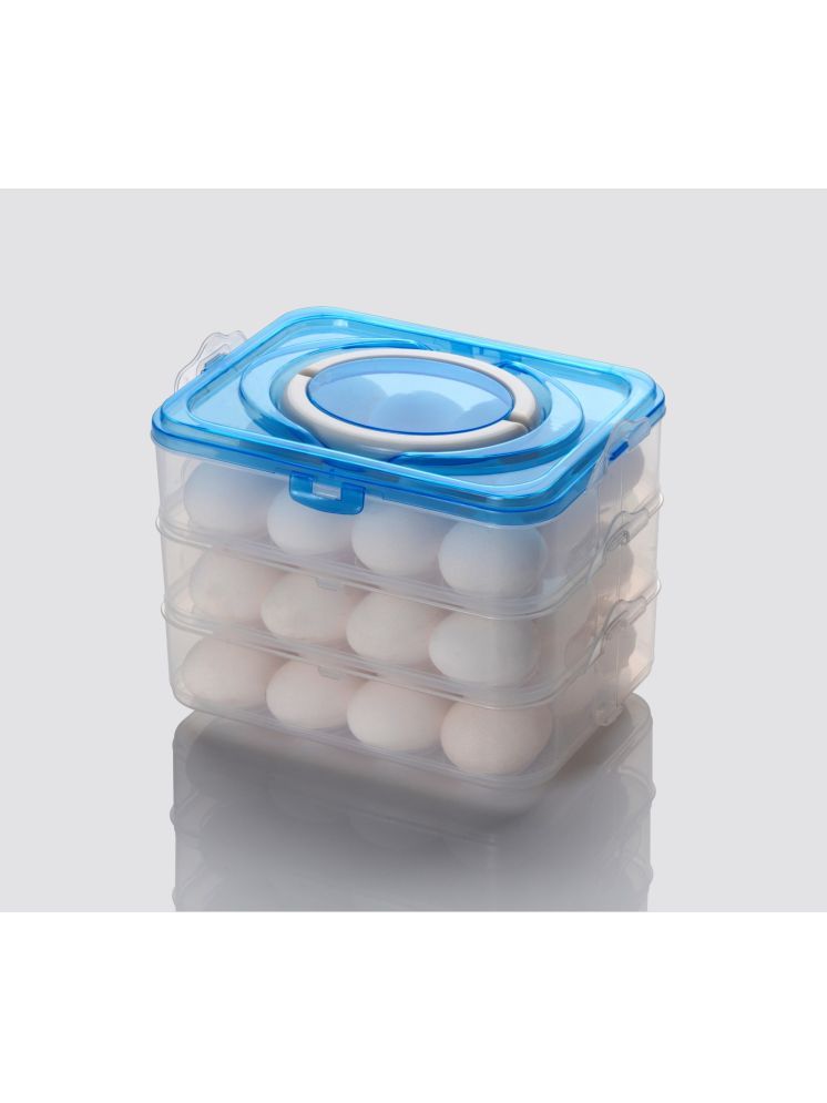     			36 Grid 3 Layer Egg Storage Container Storage Box with Lid for Refrigerator Kitchen Food and Vegetable Fridge Basket, Blue