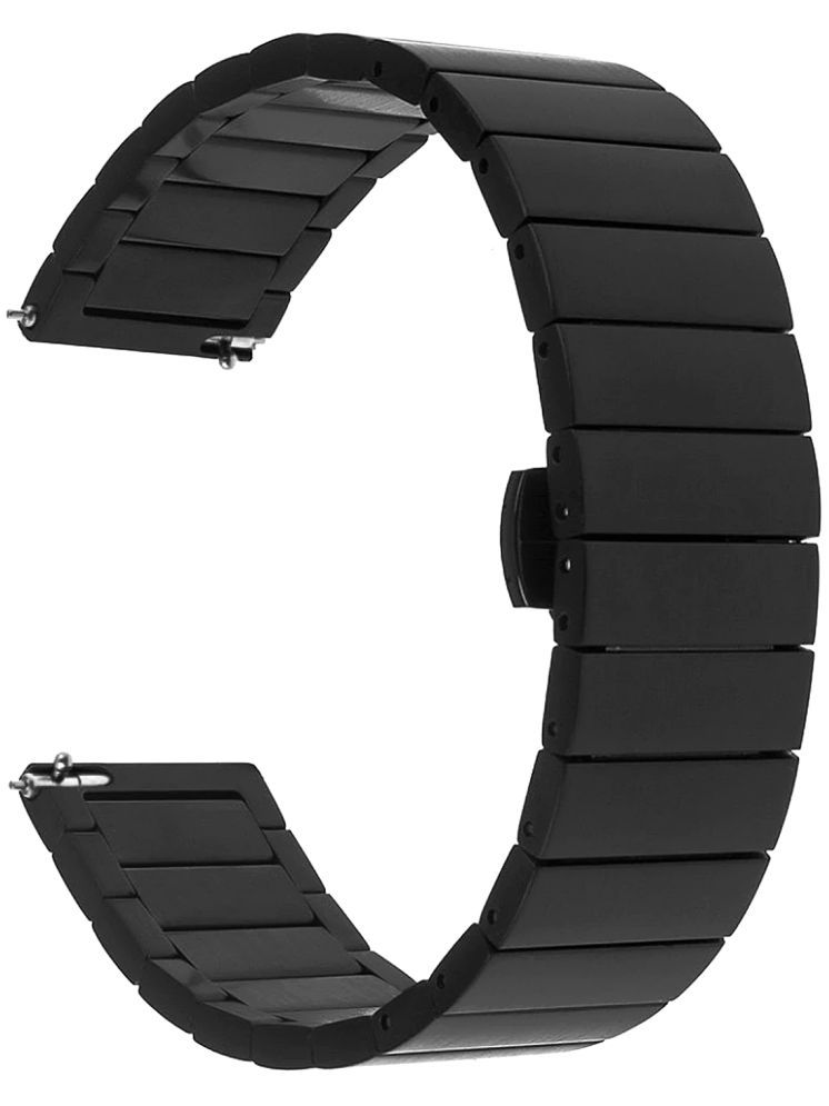     			ACM Watch Strap Stainless Steel Metal 22mm compatible with Pebble Axis Smartwatch Belt Matte Finish Luxury Band Black